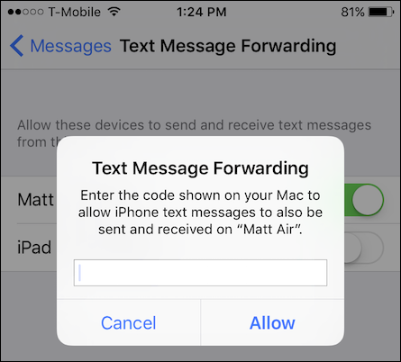 Where is the code for text message forwarding